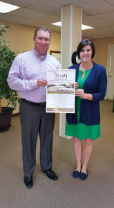Edward Jones Investments in Cadiz is a new Proud Sponsor of The Way. Holding the sponsor poster is Andy Jones, financial advisor, and Peggy Jones (no relation), office administrator. 
